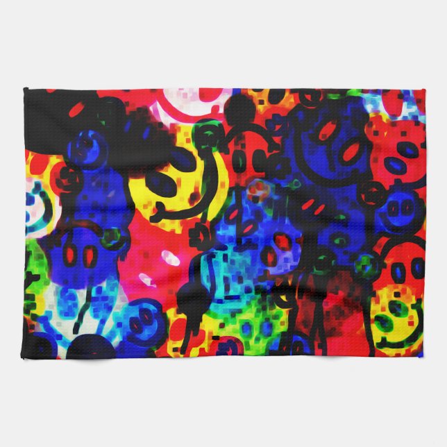 Messy Happy Faces Tea Towel (Horizontal)