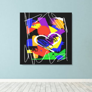 Messy Heart Bold Graffiti Style Abstract  Canvas Print