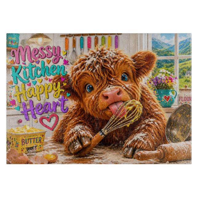 Messy Kitchen Happy Heart Cutting Board (Front)