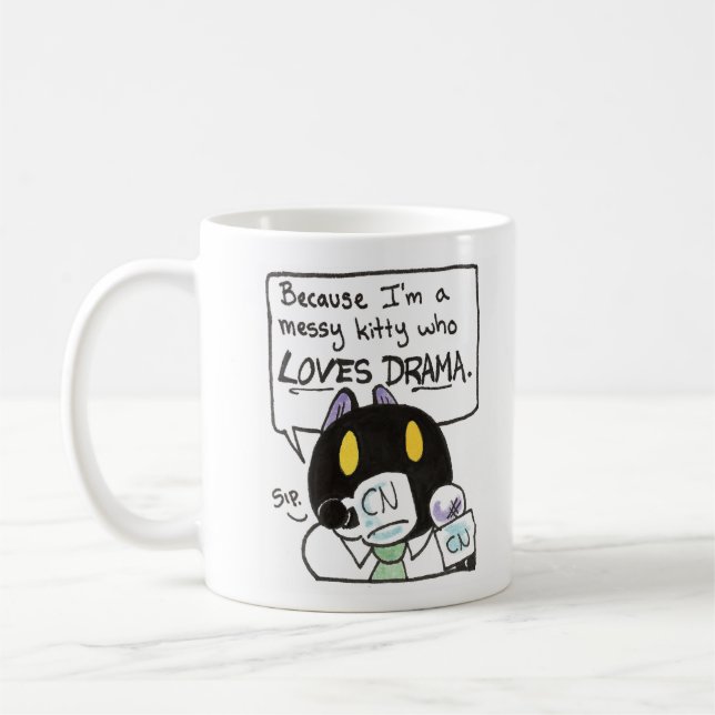 Messy Kitty Who Loves Drama mug (Left)