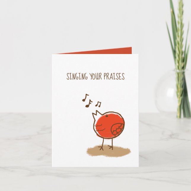 Messy Little Bird Singing Your Praises Thank You Card (Front)