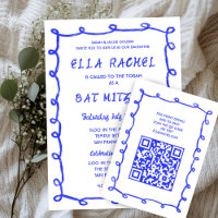 Messy Loops Hand Drawn Custom QR Bar Bat Mitzvah