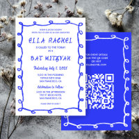 Messy Loops Hand Drawn Custom QR Bar Bat Mitzvah