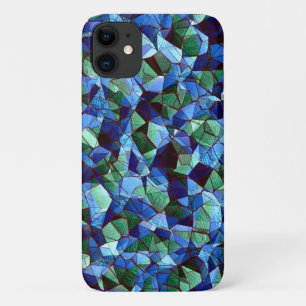 Messy of green and blue irregular mosaic overlaid Case-Mate iPhone case