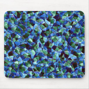 Messy of green and blue irregular mosaic overlaid  mouse pad
