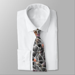 Messy of rough salmon and grey irregular mosaic th tie