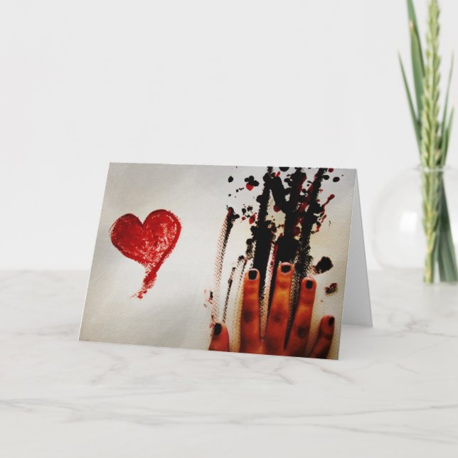 Messy Painted Valentine Holiday Card (Front)