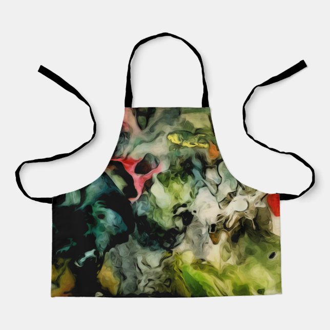 Messy Palette Cool Abstract Pattern Apron (Front)
