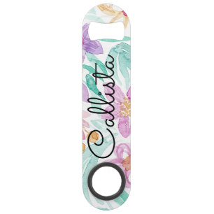 Messy Pink Orange Floral Watercolor Monogram