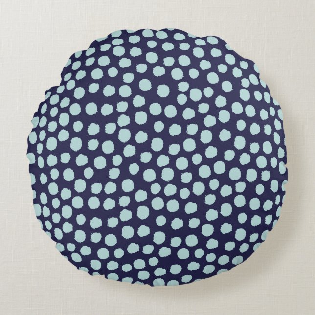 Messy polka dots, trendy ink pattern. round cushion (Front)