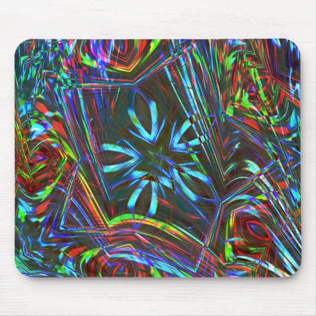 Messy strokes of colourful neon on dark background mouse pad (Front)