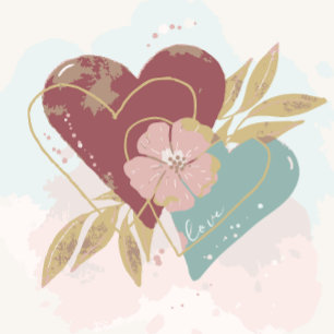 Messy Watercolor Love Hearts Wrapping Paper