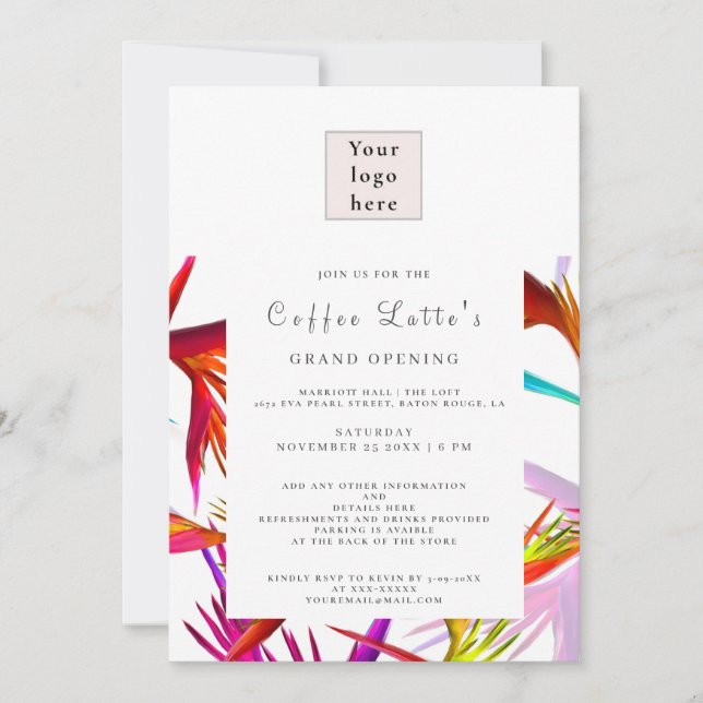 Messy Wild Tropical Style Business Opening Invitat Invitation (Front)