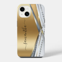 Metal 3-D look Calligraphy Gold Monogram Diamond
