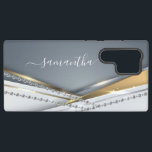 Metal 3-D look Calligraphy Gold Monogram Diamond  Samsung Galaxy Case<br><div class="desc">Any glitter or diamonds in design are photos and simulated. This design may be personalised in the area provided by changing the photo and/or text. Or it can be customised by clicking Personalise this Template and then choosing the click to customise further option and delete or change the colour of...</div>