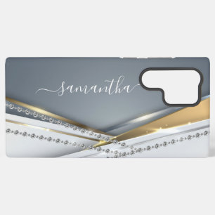 Metal 3-D look Calligraphy Gold Monogram Diamond  Samsung Galaxy Case