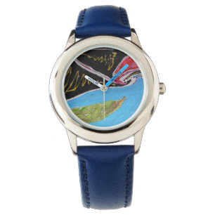 Metal abstract watch box leather punt box