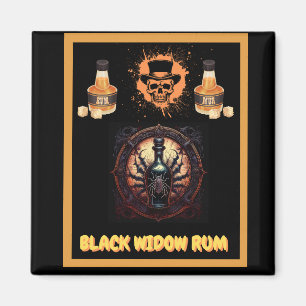 Metal Advertising Sign For Black Widow Rum Magnet