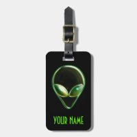 Metal Alien Head 04 Luggage Tag