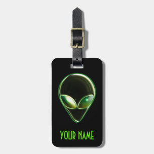 Metal Alien Head 04 Luggage Tag