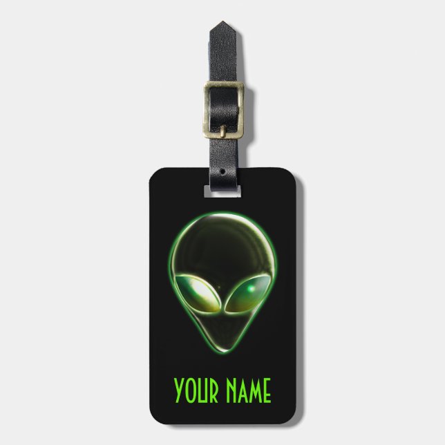 Metal Alien Head 04 Luggage Tag (Front Vertical)