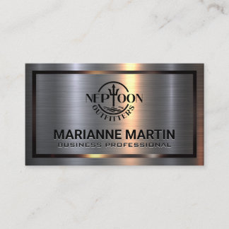 Metal Aluminium Brushed | Metallic Border  Business Card