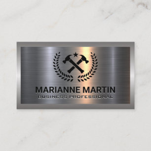 Metal Aluminium Cross Hammer Logo Business Card
