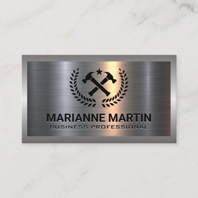 Metal Aluminium  | Cross Hammer Logo Business Card (Front)