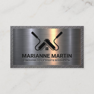 Metal Aluminium Paint Rollers Steel Pattern Business Card