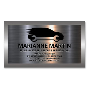 Metal Aluminium Silver Brushed Auto Service Magnetic Business Card
