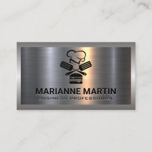 Metal Aluminium Silver Brushed Chef Logo Business Card