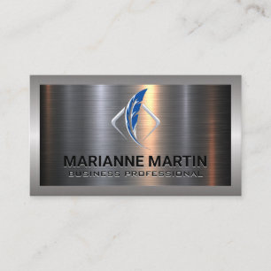 Metal Aluminium Silver Brushed Feather Logo Business Card