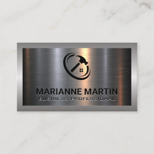 Metal Aluminium Silver Brushed   Home Hammer Logo Business Card