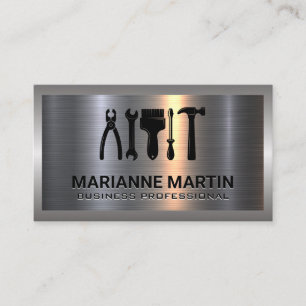 Metal Aluminium Silver Brushed Home Hammer Logo Business Card