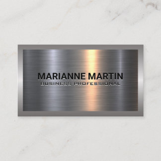 Metal Aluminium Silver Brushed | Industrial Border Business Card