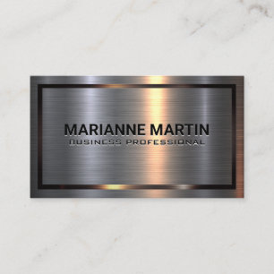 Metal Aluminium Silver Brushed Metallic Border Business Card
