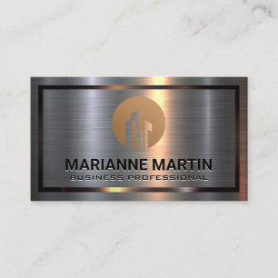 Metal Aluminium Silver Brushed Real Estate Logo Business Card