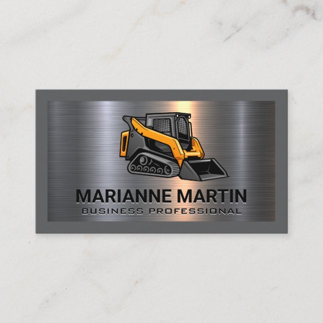 Metal Aluminium Silver Brushed | Skid Steer  Business Card (Front)