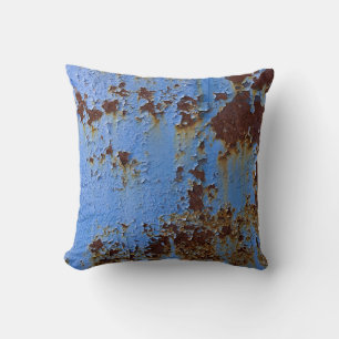 Metal and blue paint texture. cushion