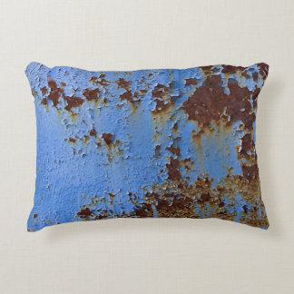 Metal and blue paint texture. decorative cushion
