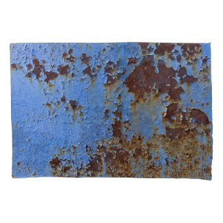 Metal and blue paint texture. pillowcase