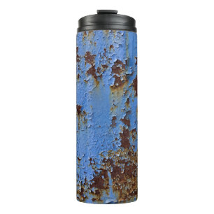 Metal and blue paint texture. thermal tumbler