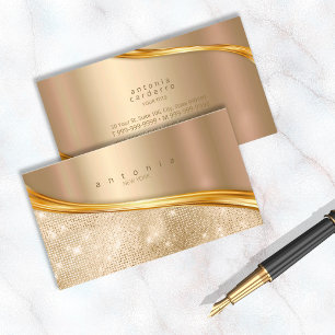 Metal and Glitter Wave Gold ID807 Business Card