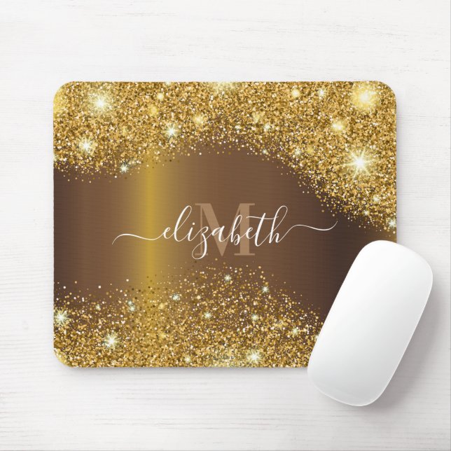 Metal and Golden Glitter Mouse Pad (With Mouse)