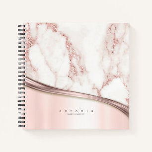 Metal and Marble Wave Rose Gold ID811 Notebook
