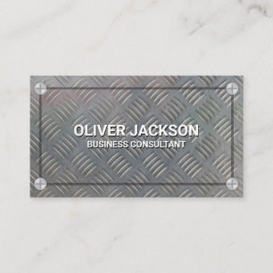 Metal and Screws Diamond Plated Steel Business Card