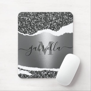 Metal and Silver Glitter Mouse Pad