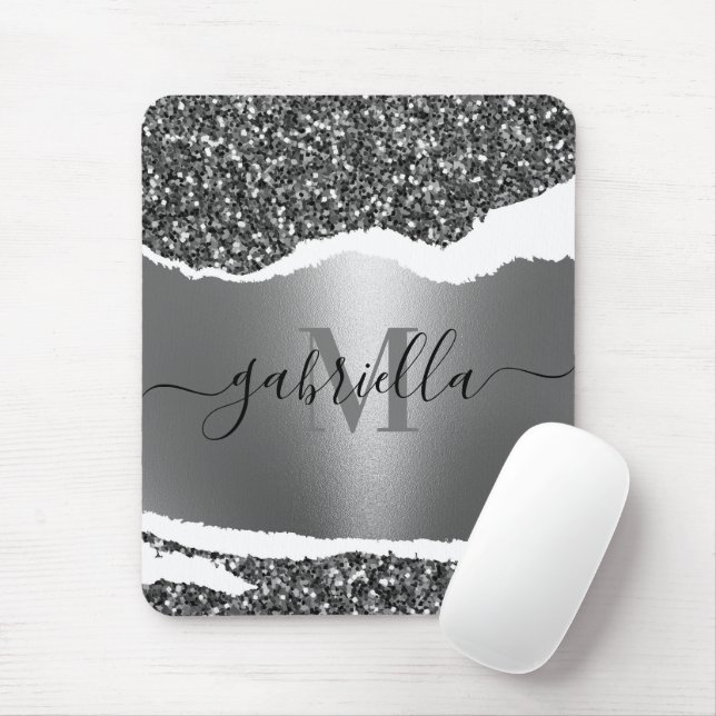 Metal and Silver Glitter Mouse Pad (With Mouse)