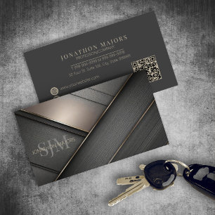 Metal and Wood Crosshatch Grey ID1041 Business Card