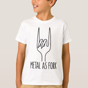 Metal as Fork Black Line Devil Horns T-Shirt